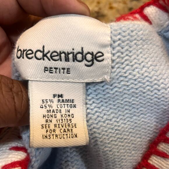 Breckenridge Womens Petite Medium Sweater Button Up Knit Cardigan Beach Short - Picture 5 of 7